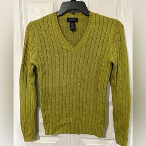 Jones New York Signature Cable Knit Cotton Sweater size L
